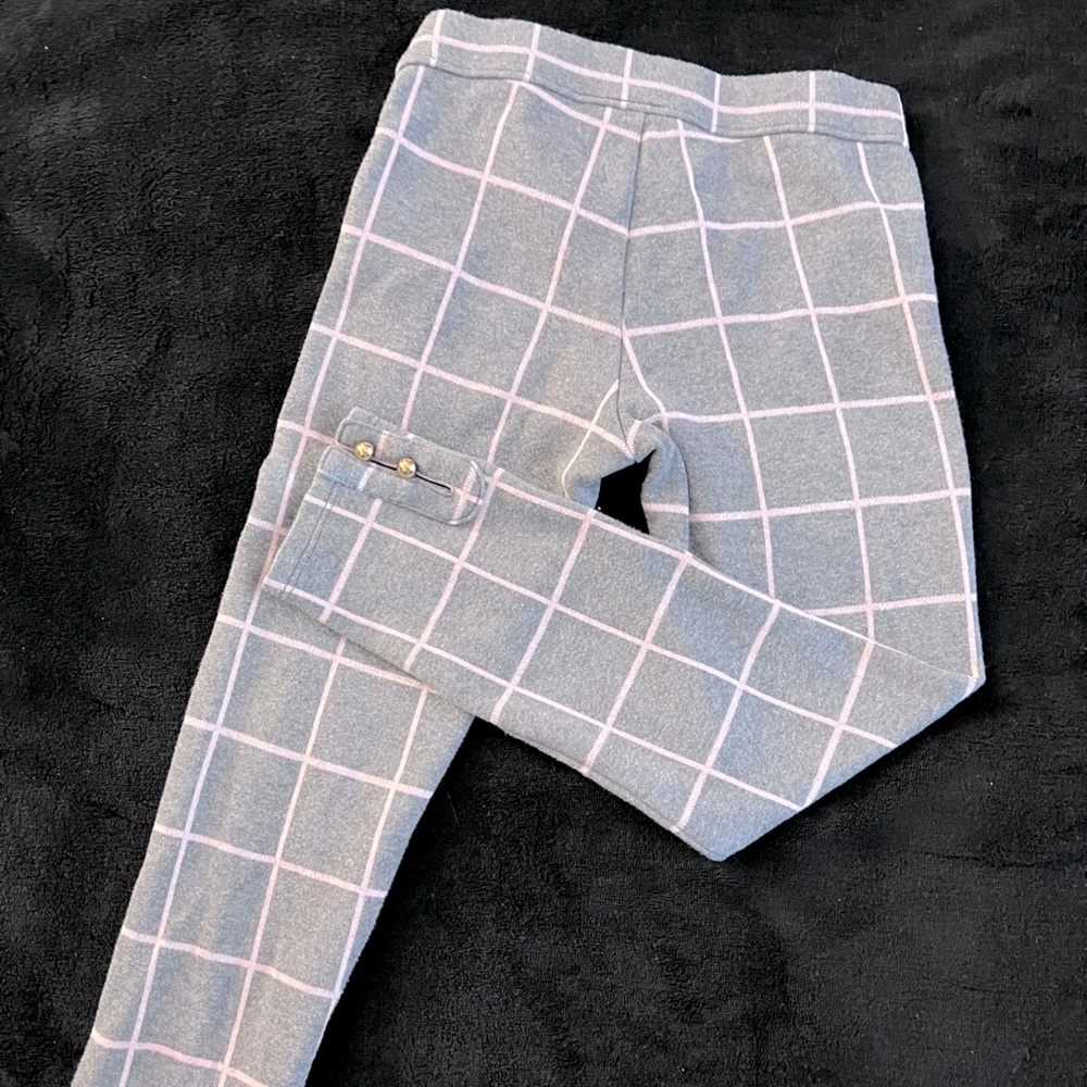 Janie and Jack Gray and Pink Checkered Leggings